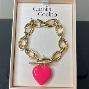 Camila Coelho | Pink Heart Charm Toggle Bracelet